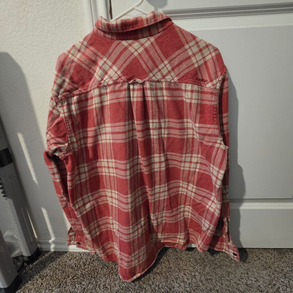 Quiksilver Waterman Mens XL Flannel Shirt Red Plaid Tailored Fit Button Down - Picture 5 of 7